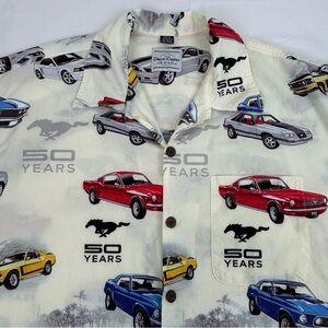 David Carey Originals Ford Mustang 50 Years Collared Button Front Shirt XL